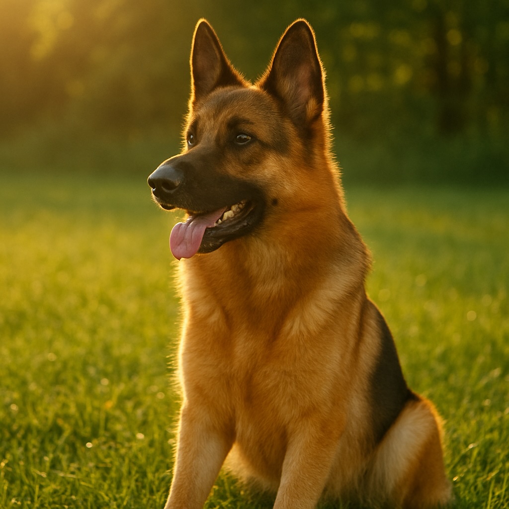 Tina's dog sitting outside in the sunlight healthy and happy.